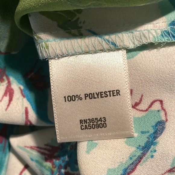 51-9 VAN HEUSEN blue green multicolor butterfly sleeve floral top L - Picture 8 of 8